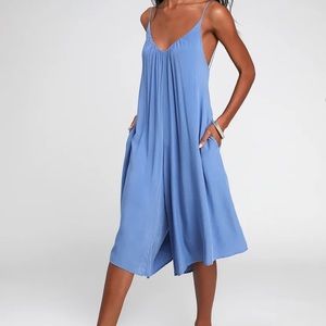 Light Denim Blue Culotte Jumpsuit w Pockets XL